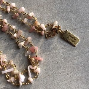 Pink Opal Chip 14K Gold Boho Choker Necklace